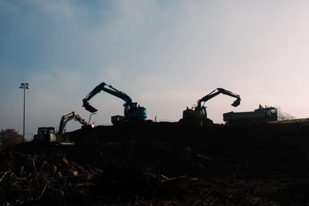 Excavators mining ground